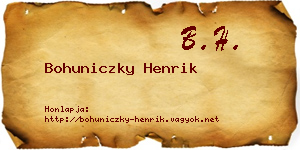 Bohuniczky Henrik névjegykártya